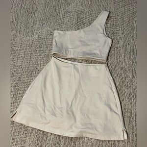 Girlfriend Collective One Shoulder Bra and Skort Set